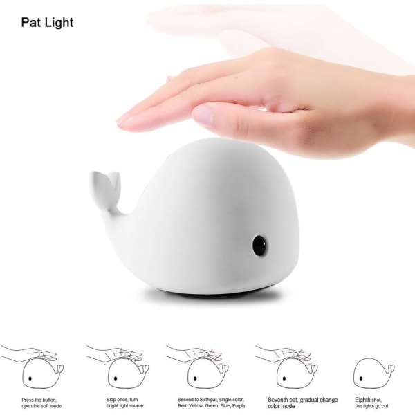 Baby Nattlampa LED Baby Nattlampa Delfinformad Nattlampa USB Uppladdningsbar Nattlampa Silikon Baby för barnrum