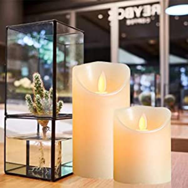 LED-ljus Flamlös Ljus Flamlös Ljus 10.2/12.7/15.2cm (4/5/6\") Riktig Vax Pelarljus 10 Knapp Fjärrkontroll med 24 Timmars Timer (1*3)