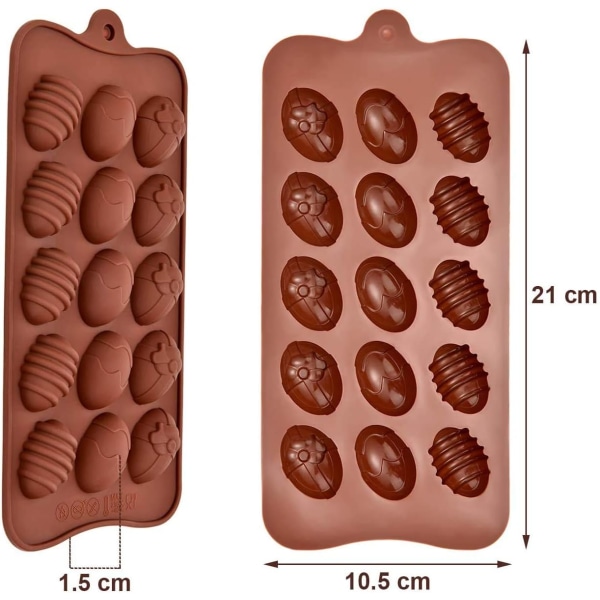 Set med 4 påsk 3D silikonkakformar för 15 ägg/choklad småkakor/tårtor 22x10,5cm