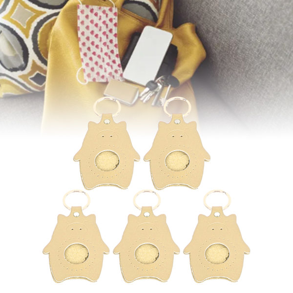5 set lädernyckelring kit söt tecknad grisform DIY lädernyckelringar ämnen för hantverk läderarbete hudrosa