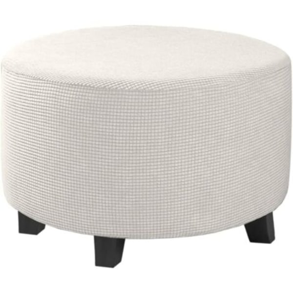 Rund Ottoman-överdrag Jacquard Stretch Ottoman-överdrag, fotpallsskydd Möbelskydd Pallskydd med halkfri elastisk botten, LITEN