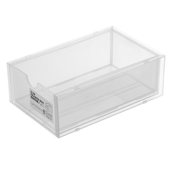Skrivbordsförvaringslåda i plast, sminkorganisatör för skrivbordet, förvaringslåda för kontorsmaterial med låda, transparent