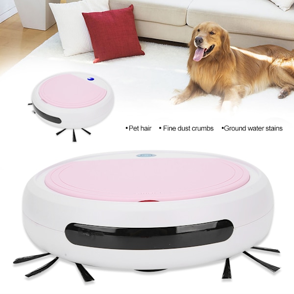 4-i-1 Smart Soptrobot med Stark Sugkraft, Dammsugning, Hemstädning, UV-Rengöring, Rosa