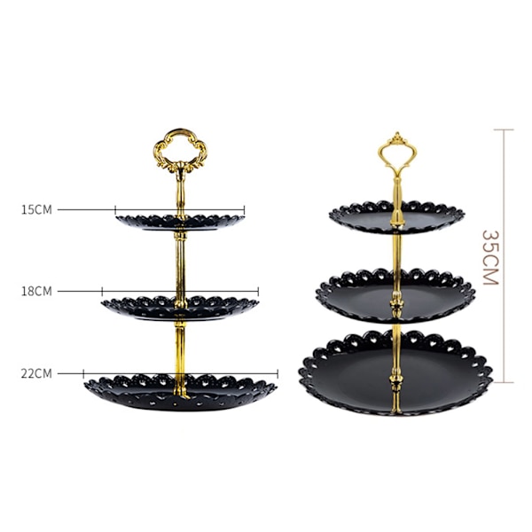 3-vånings serveringsställ bricka kakställ cupcakehållare dessertställ bordsdekorationer