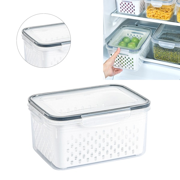 Frukt- och grönsaksförvaring, Innovativ grönsaksbehållare med snabbdräneringsfunktion för effektiv vattenavlägsning, Transparent design för tydlig synlighet,