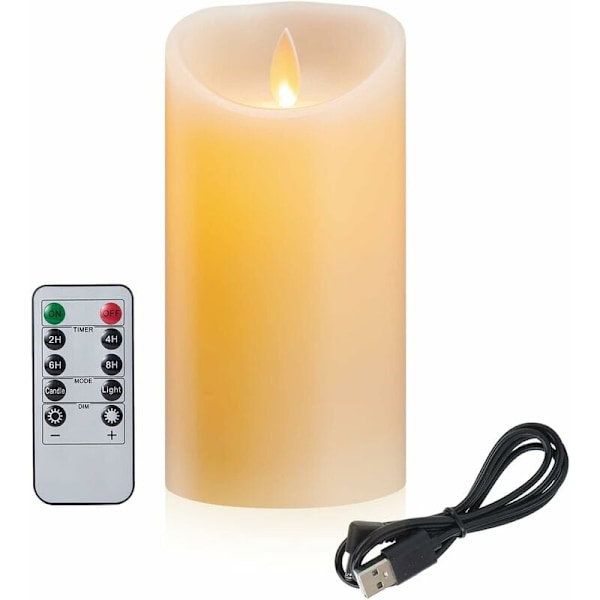 Present för alla tillfällen, batteridriven dekorativ elfenbensfärgad pelare med realistisk flimrande lågeffekt och timerfunktion, säker för barn och