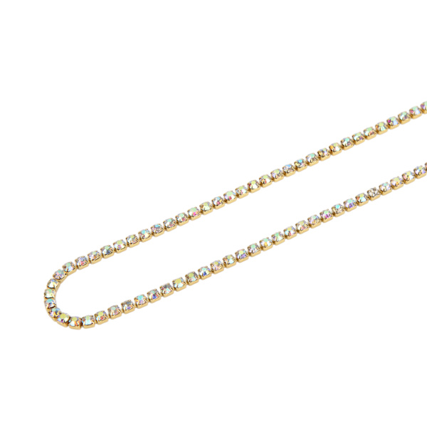 Rhinestone Trim Färgglad Glittrande 10 Meter Rhinestone Trim för Hushåll DIY Hantverk Kläder Dekoration PresentGuld Baksida AB Färg 3mm