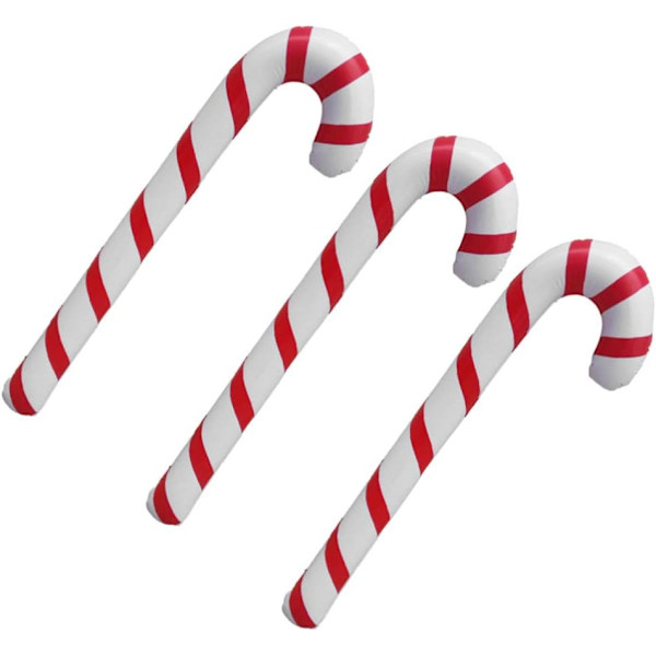 3 st 87 cm uppblåsbara julgodis sockerrör uppblåsbara juldekoration för jul födelsedagsfesttillbehör (röd och vit)