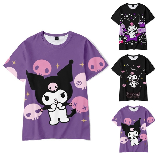 Barn Flickor Bedårande Kuromi Tecknad Casual Kortärmad T-shirt Tröja Blus B 130cm
