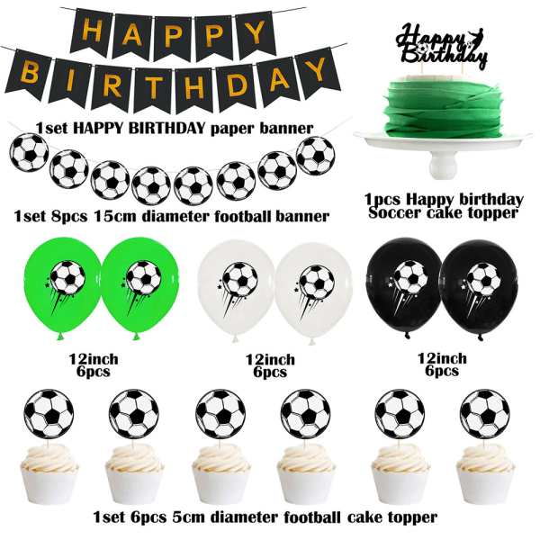 Fotbollstema Födelsedag Banner Ballonger Kit Party Dekor B