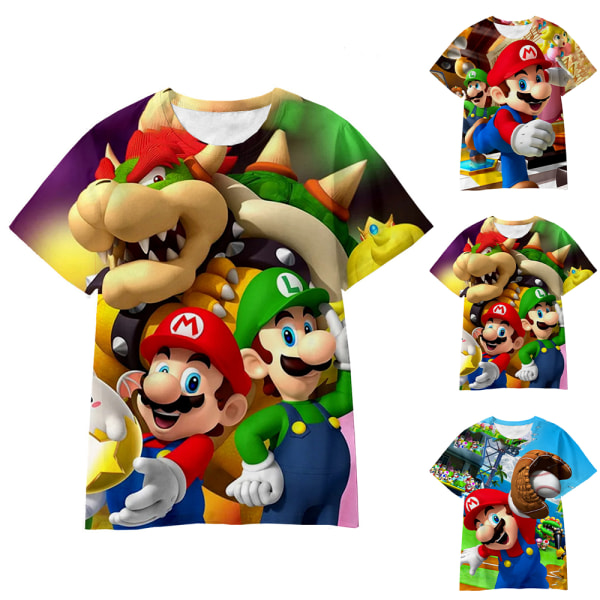 Barn Pojkar Flickor Super Mario 3D kortärmad T-shirt Summer Top Tee C 7-8 Years