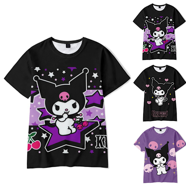 Barn Flickor Bedårande Kuromi Tecknad Casual Kortärmad T-shirt Tröja Blus A 140cm