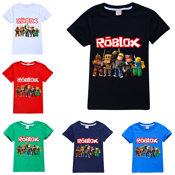 Roblox Pojkar T-shirt Tecknade Toppar Tee Barn Pojkar Flickor T-shirts Barnkläder Sommar Kortärmad Navy Blue 150cm