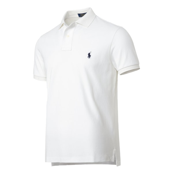 Herrpikétröja Kortärmad bomullströja T-shirt sommar Casual Golf Sport Business T-shirt blus White XL