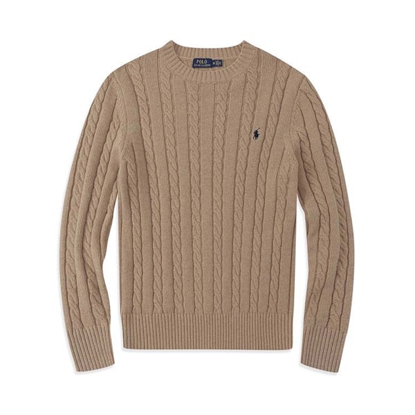 PoloRalphLauren Herrarnas Stickad Tröja Rund Halslös Lös Avslappnad Långärmad Stickad Tröja Khaki XL
