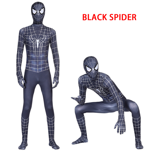Kid Spiderman Superhjälte Cosplay Kostym Jumpsuit Finklänning black 11-12 Years / 146-152