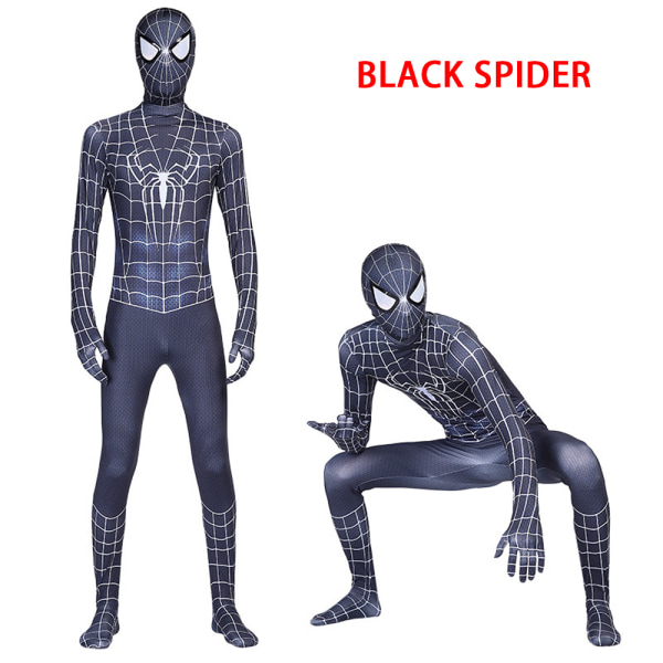 Kid Spiderman Superhjälte Cosplay Kostym Jumpsuit Finklänning black 6-7 Years / 116-122