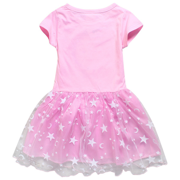 Flick Sommarklänning Stitch Prinsessa Födelsedagsfest Klänning Kortärmad Stjärnklänningar Pink 150cm