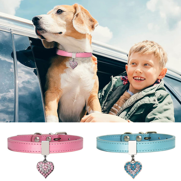 Pet Dog Halsband Justerbart katthalsband Diamond Flash Hundhalsband Pink M