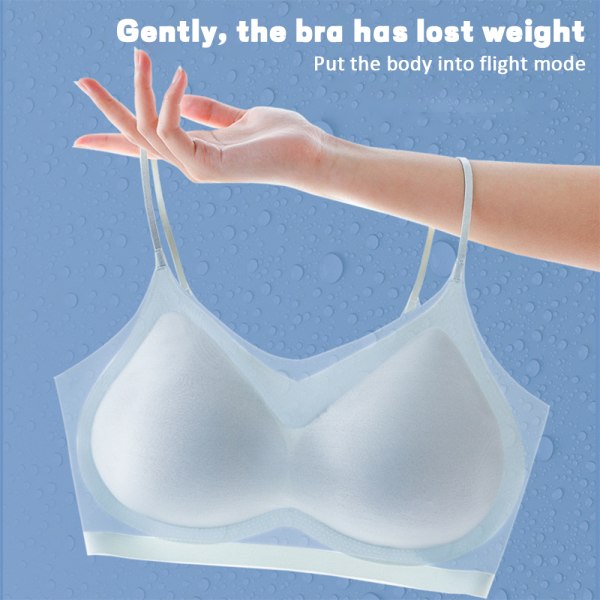Kvinnor Ultratunn Ice Silk Seamless BH Mjuk Bekväm Bralette light blue 4XL