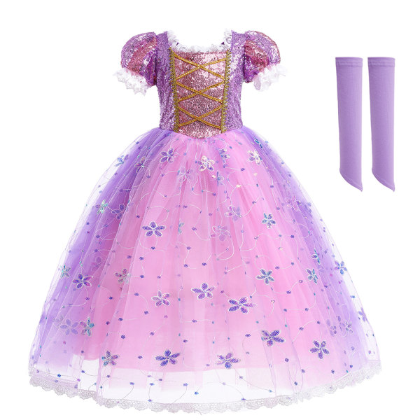 Rapunzel för tjejer Sophia Tutu Tyll Princess Dress Cosplay Klänning 7-8 Years