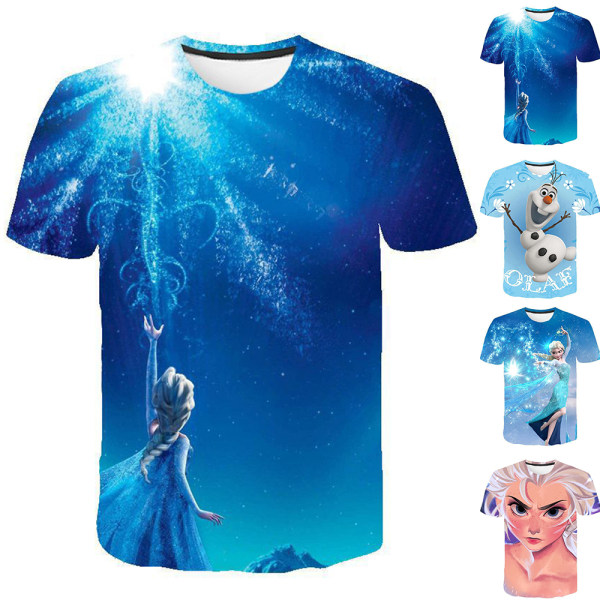 Frozen Anna T-shirt för flickor Tee Casual kortärmade toppar B 120cm