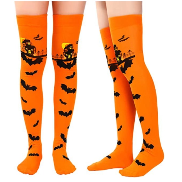 Halloween strumpor, hög rörstrumpor för kvinnor över knä-strumpor A
