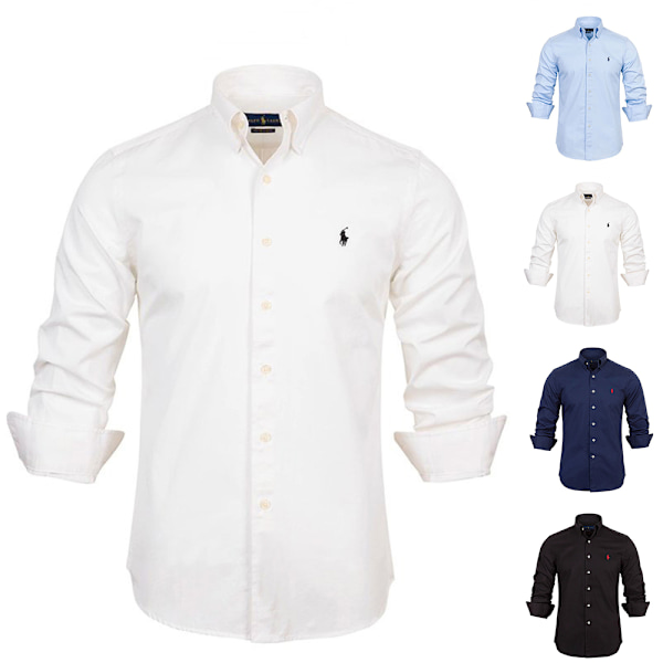 Ralph Lauren Herrskjorta Stor Storlek Långärmad Knappskjorta Broderad Skjorta Black XL