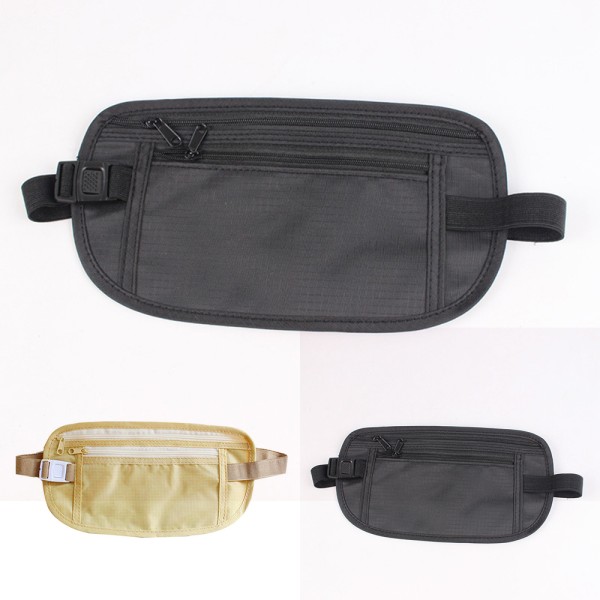Bärbar diskret rumpaväska Fanny Pack Midja Pengar Bälte Resa Bumbag plånbokspåse Black