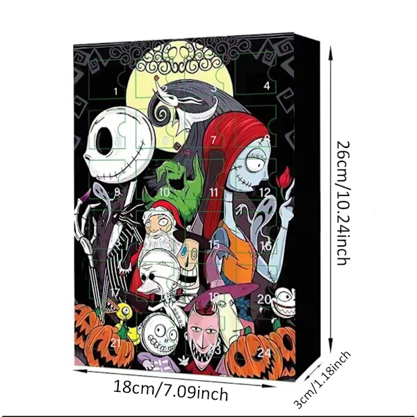 Halloween Adventskalender 2024, Nightmare Before Xmas Adventskalender, Halloween Nedräkningskalender 24 Dagar Presenter, Läskiga Dockfigurer Present till Barn C