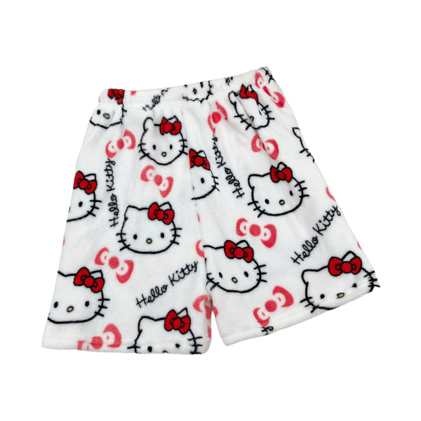 Dam flickor flanellpyjamas Varm ylle tecknad Casual hembyxor på hösten vinter mode hemshorts White 2XL