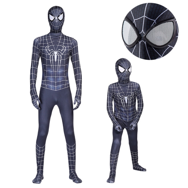 Kid Spiderman Superhjälte Cosplay Kostym Jumpsuit Finklänning black 11-12 Years / 146-152