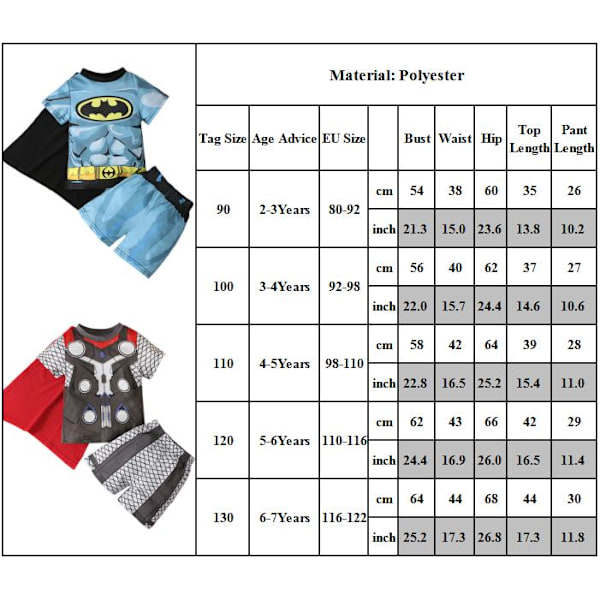 Pojke Barn Avengers Superhjälte Toppar Shorts Set Hemmakläder B 4-5 Years