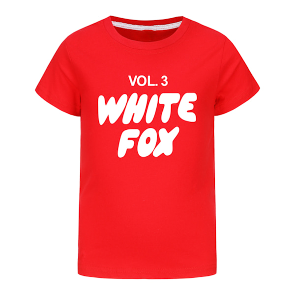 Vit Tryck Räv Pojkar T-shirt Tecknade Toppar Tee Barn Pojkar Flickor T-shirts Barnkläder Sommar Kort Ärm Red 140cm