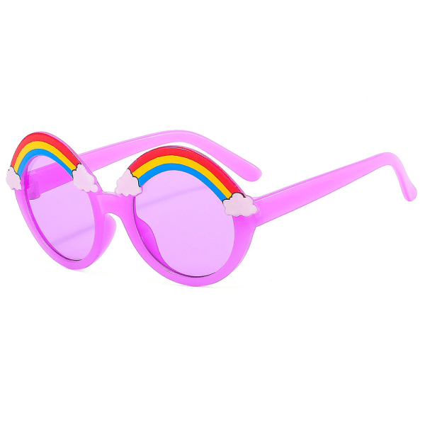 Barnsolglasögon polariserade regnbågssolglasögon med case Purple