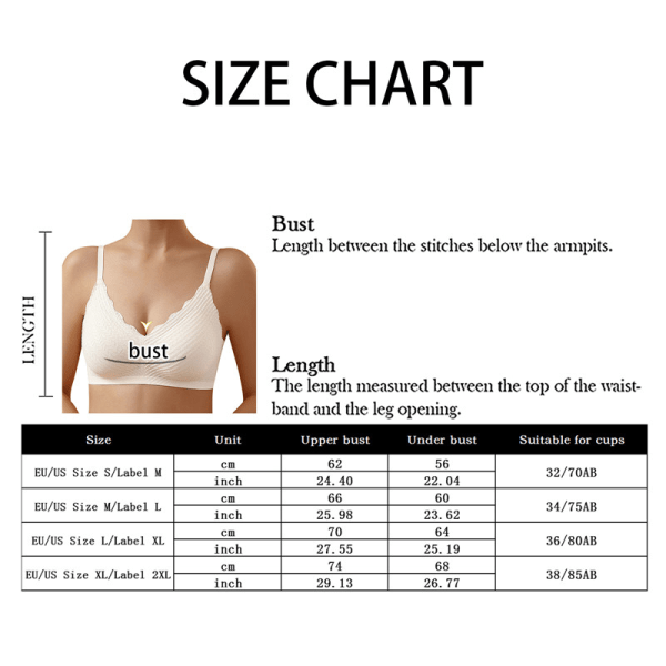 Dam Sömlös Underkläder Bekväm BH Shapewear Sport Croppade Toppar Underkläder White M