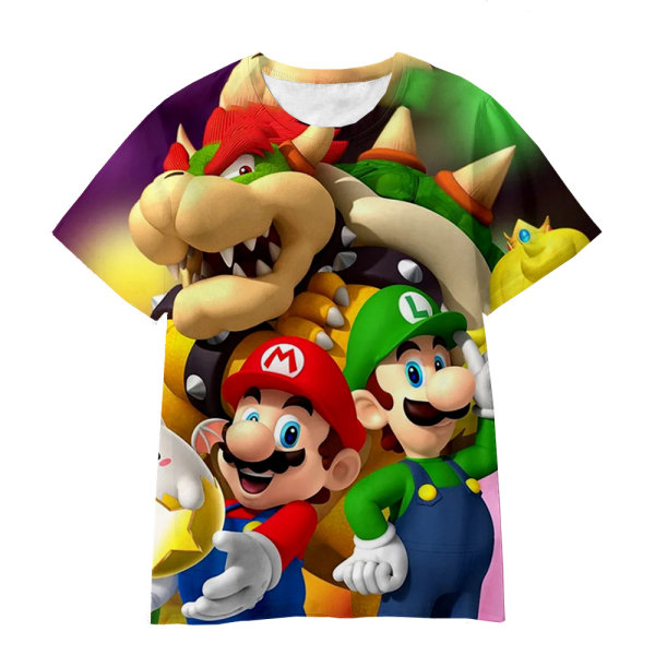 Barn Pojkar Flickor Super Mario 3D kortärmad T-shirt Summer Top Tee C 5-6 Years