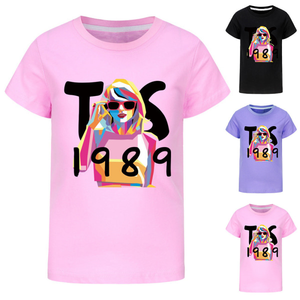 Taylor Swift 1989 printed barn tonåringar T-shirt kortärmad t-shirt Blus Toppar Presenter Purple 170cm