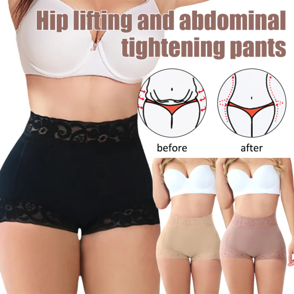 Kvinnors hög midja Höftlyft Mage Kontrollbyxor Kroppsformande Shapewear Underkläder Black 2XL