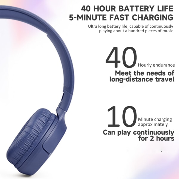 Trådlösa Bluetooth On-Ear-hörlurar Sports Running Headset 2024 Black