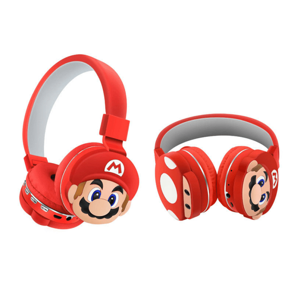 Super Mario Trådlösa Bluetooth hörlurar Barnhörlurar Musikspel Headset Julpresent Red