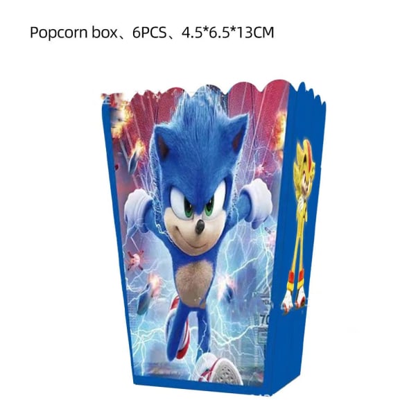 Sonic Party Dekoration Paper Cap Popcorn Box Tallrik Bordsduk Banners Supply