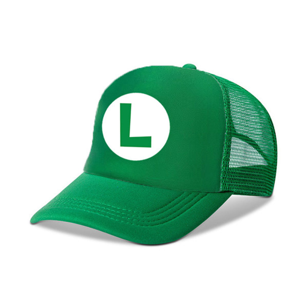 Barn Pojkar Flickor Cap Super Mario Luigi Peach Princess Mesh Trucker Hat Full Green
