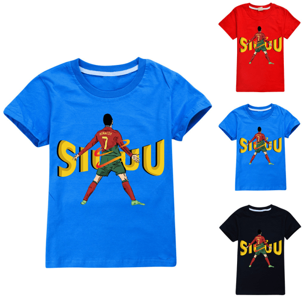CR7 Ronaldo Barn Pojkar Flickor Casual T-Shirt Kortärmad Rundhalsad Tröja Red 150cm