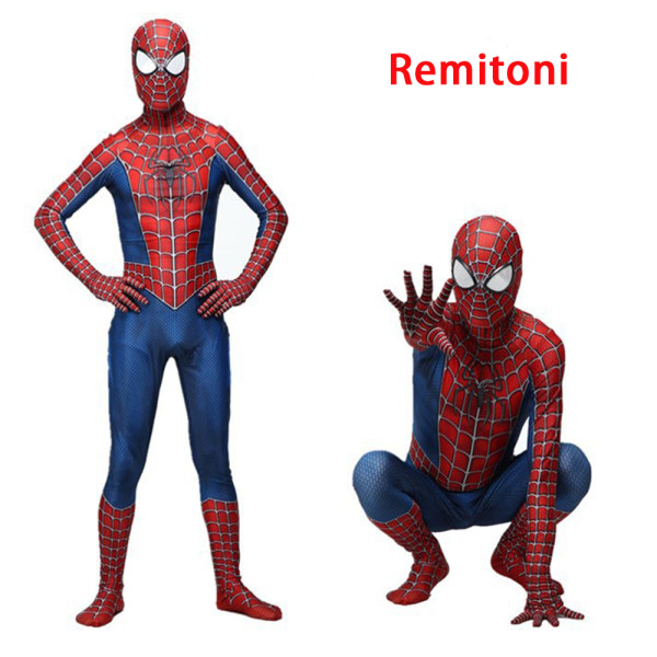 Spider-Man Cosplay Kostym Barn Pojke Jumpsuit Zentai Suit Red 4-5 Years