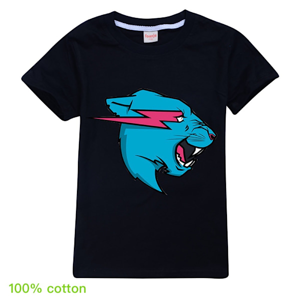 T-shirt för pojkar, tecknade toppar, barn pojkar flickor T-shirts, barnkläder, sommar kortärmad Black 140cm