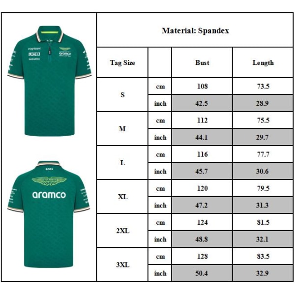 2024 Aston Martins Racing F1 Polotröja Formel 1 T-shirt Grön Sport Tee Top Polotröja 2XL