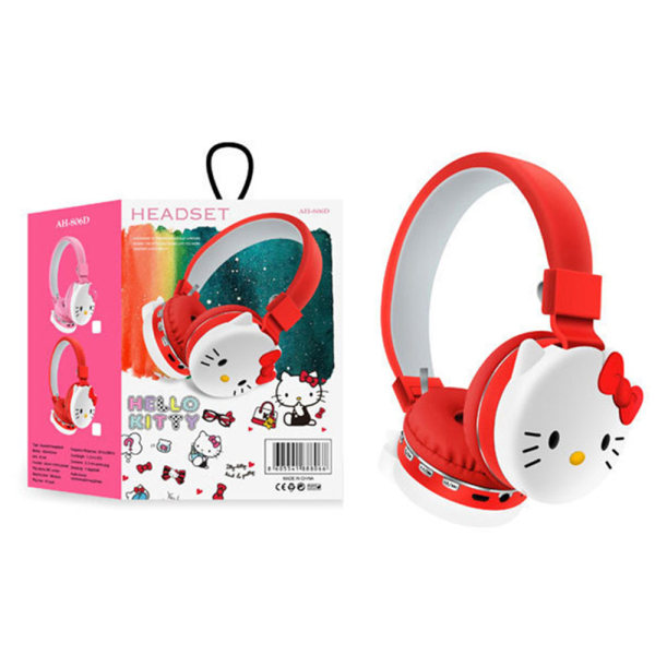 Tecknad Katie Cat Trådlösa Bluetooth hörlurar Barnhörlurar Musikspel Headset Julpresent Red