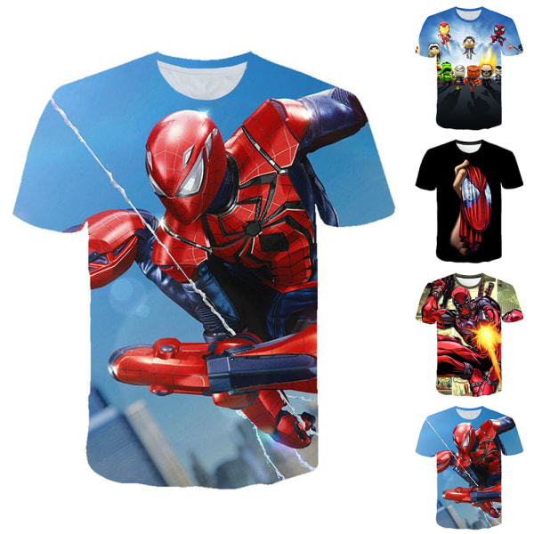 Marvel Boys Kids Casual kortärmad Deadpool tecknad T-shirt B 120cm