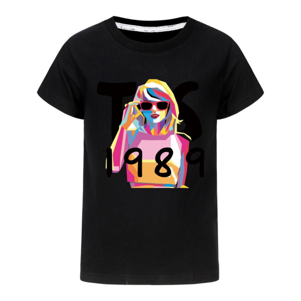 Taylor Swift 1989 Tryckt Barn Ungdom T-shirt Kortärmad Topp Blus Gåvor Black 150cm